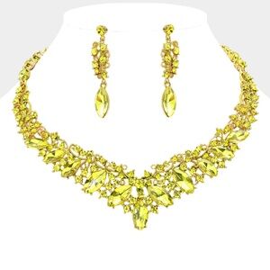 Marquise Stone Accented Evening Necklace Set